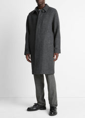 Italian Wool-Blend Balmacaan Coat in Coats - HEATHER CHARCOAL | VINCE Men