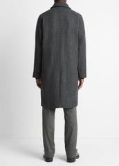 Italian Wool-Blend Balmacaan Coat in Coats - HEATHER CHARCOAL | VINCE Men