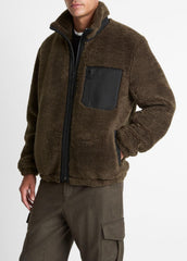 Sherpa Zip Jacket in Jackets - DARK LEAF | VINCE Men