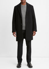Classic Italian Wool-Blend Coat in Jackets & Outerwear - BLACK | VINCE Men