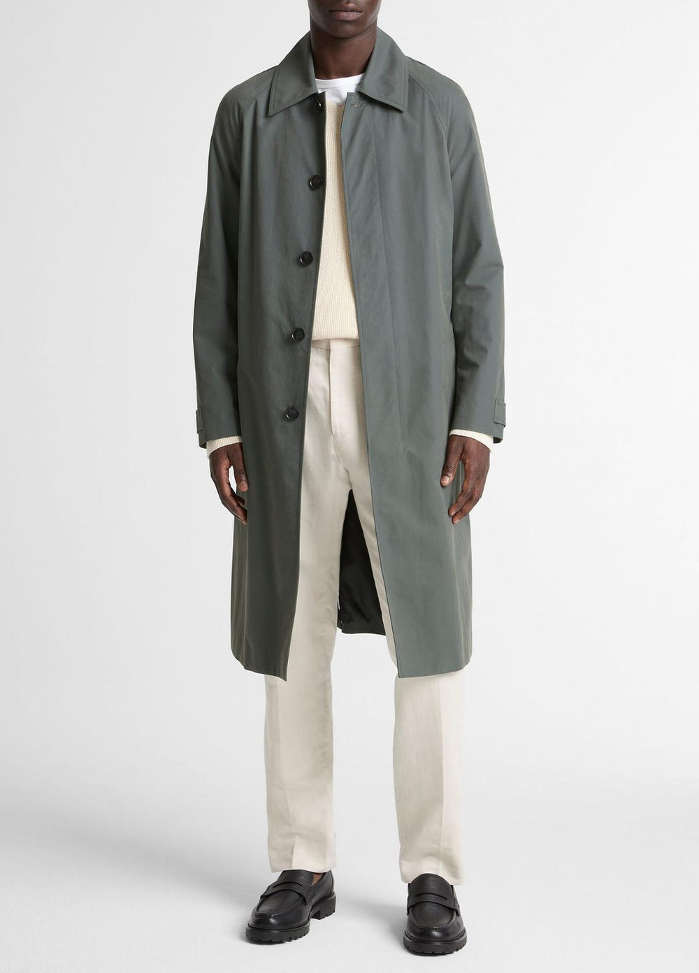 Cotton-Blend Single-Breasted Trench Coat in Coats - SLATE | VINCE Men