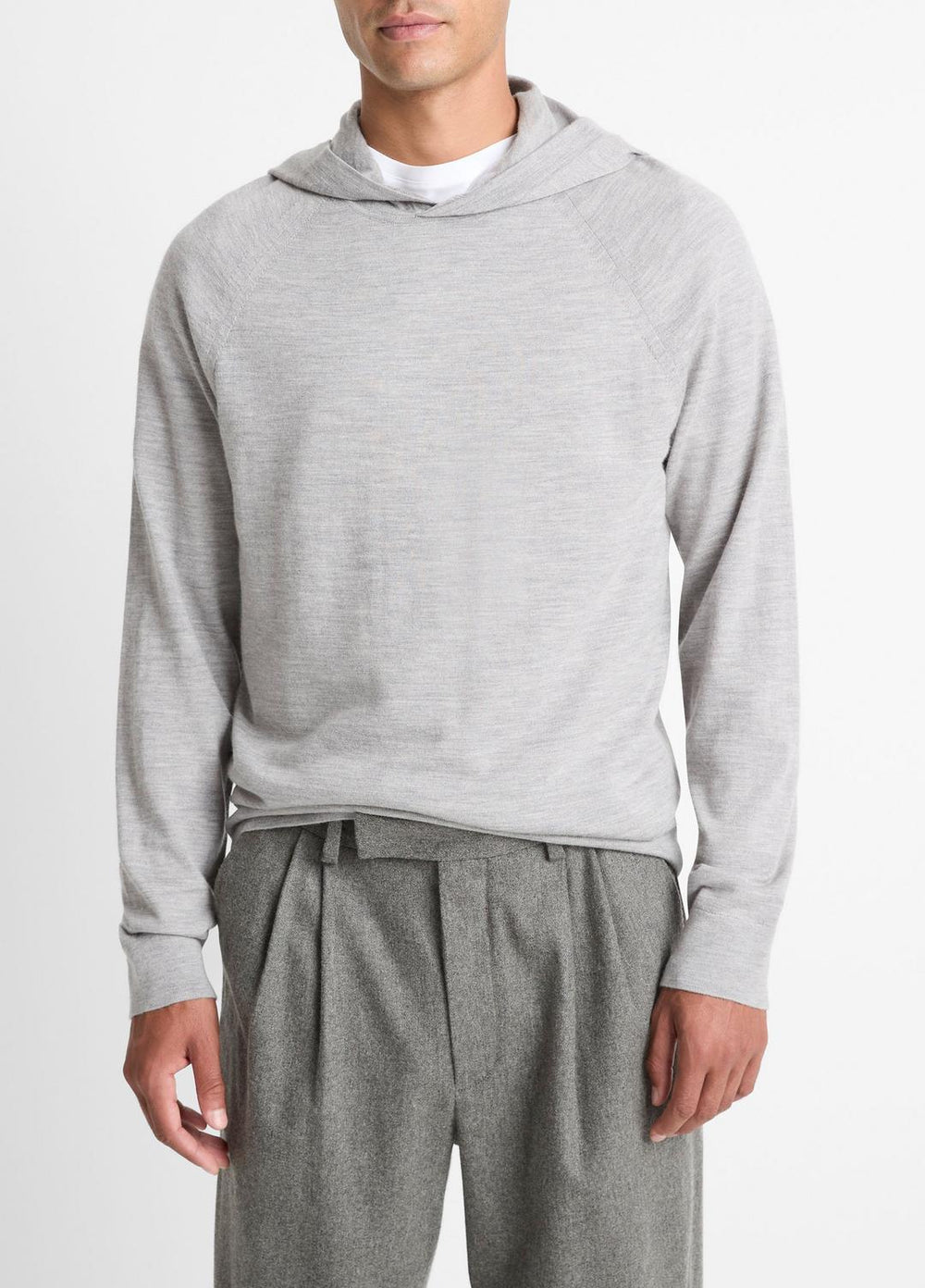 Featherweight Merino Wool-Cashmere Hoodie in Sweatshirts & Hoodies - HEATHER GREY | VINCE Men