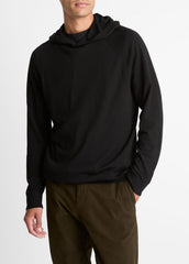 Featherweight Merino Wool-Cashmere Hoodie in Sweatshirts & Hoodies - BLACK | VINCE Men