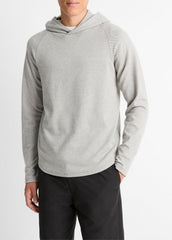 Broken Twill Pullover Hoodie in Sweatshirts & Hoodies - HEATHER GREY/OFF WHITE | VINCE Men