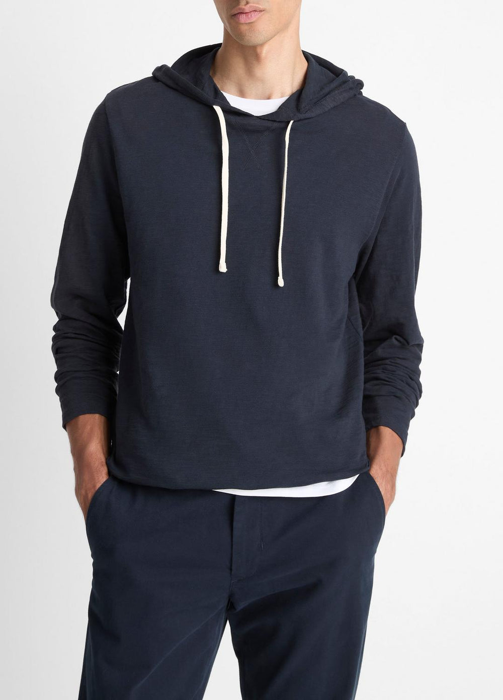 Textured Cotton Hoodie in Sweatshirts & Hoodies - COASTAL BLUE | VINCE Men
