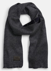 Double-Face Plaid Wool-Cashmere Scarf in Scarves & Hats - COASTAL BLUE/MEDIUM HEATHER GREY | VINCE Men