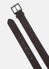 Men's 32mm Nubuck Leather Belt in Belts - DARK ROAST/MATTE GUNMETAL | VINCE Men