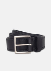 Men's 35mm Stitched Leather Belt in Belts - BLACK/DULL NICKEL | VINCE Men