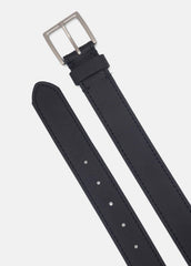 Men's 35mm Stitched Leather Belt in Belts - BLACK/DULL NICKEL | VINCE Men
