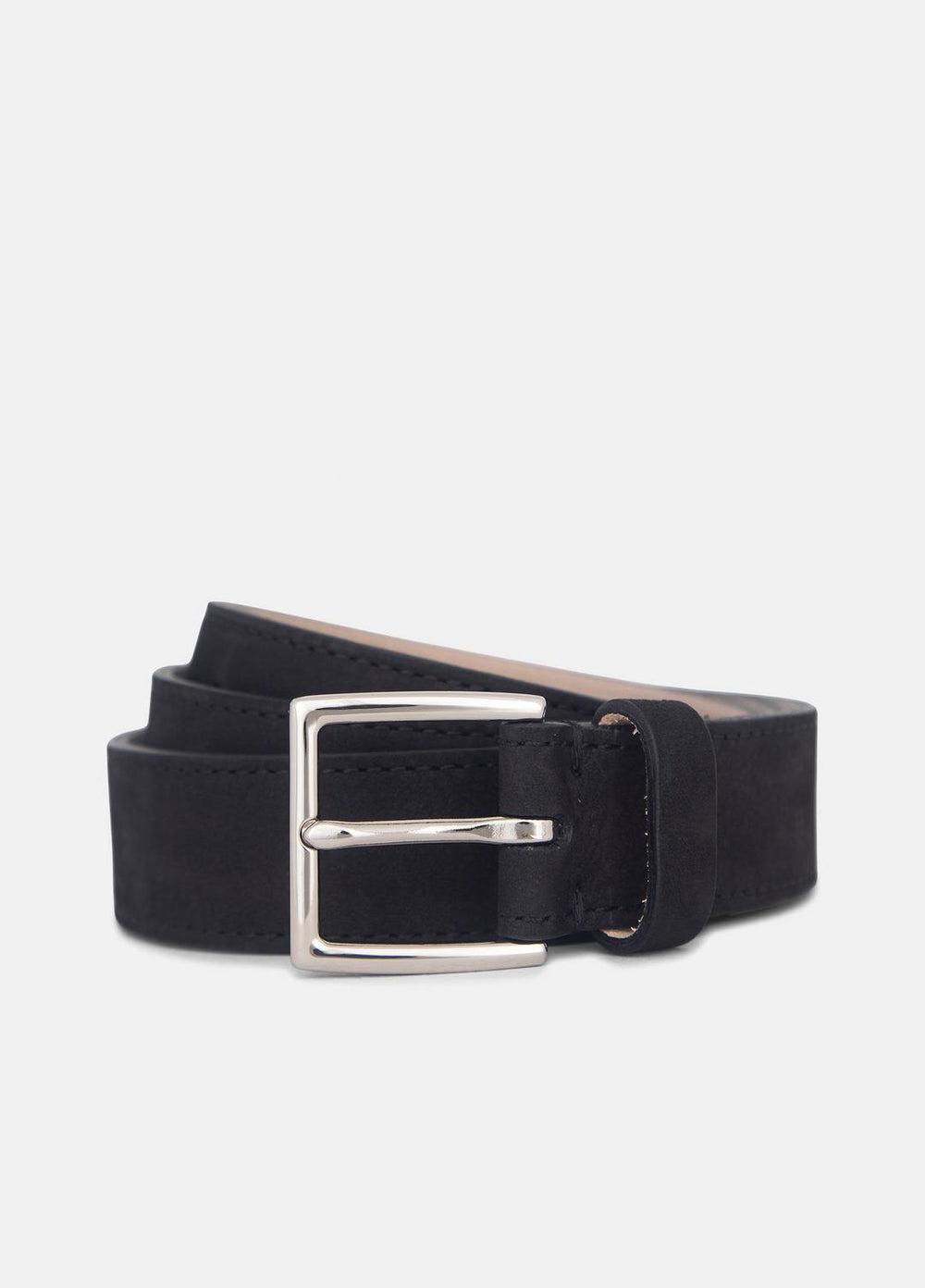 Men's 32mm Nubuck Leather Belt in Belts - BLACK/PALLADIUM | VINCE Men