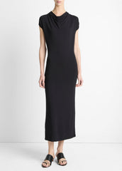 Jersey Draped Cowl-Neck Dress in Dresses & Skirts - BLACK | VINCE Sale
