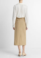 Cotton Trench Pencil Skirt in Dresses & Skirts - COBBLE STONE | VINCE Sale