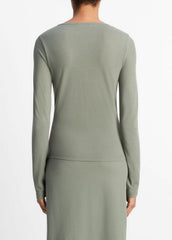 Cotton Crepe Jersey Cardigan in Shirts & Tees - CLAY SAGE | VINCE Sale
