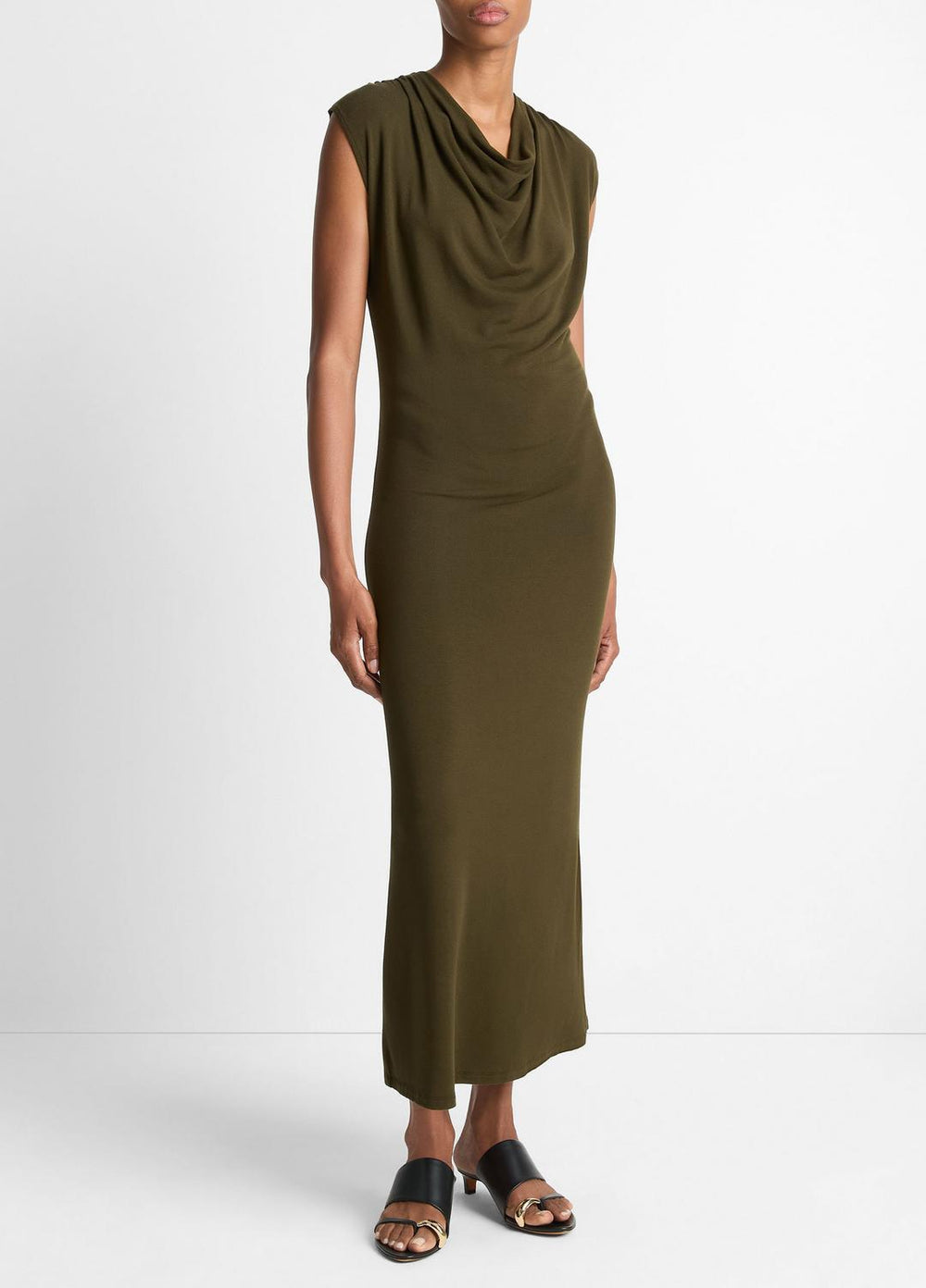 Jersey Draped Cowl-Neck Dress in Dresses & Skirts - VERDE | VINCE Sale