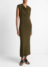 Jersey Draped Cowl-Neck Dress in Dresses & Skirts - VERDE | VINCE Sale