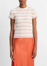 Striped Ribbed Cotton-Blend Top in Shirts & Tees - OAT SHELL COMBO | VINCE Sale