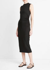 Sleeveless Gathered-Waist Dress in Dresses & Skirts - BLACK | VINCE Sale