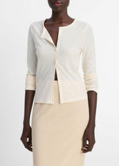 Cotton Crepe Jersey Cardigan in Shirts & Tees - OAT SHELL | VINCE Sale