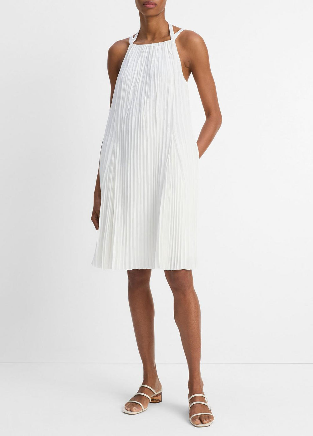 Pintuck Pleated A-Line Dress in Dresses & Skirts - OFF WHITE | VINCE Sale