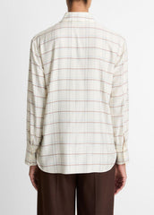 Checked Plaid Button-Front Shirt in Shirts & Tees - CREAM MULTI | VINCE Sale