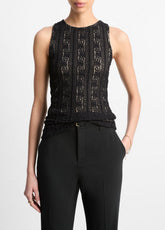 Smocked Lace Shell in Shirts & Tees - BLACK | VINCE Sale
