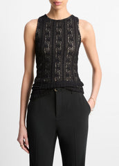 Smocked Lace Shell in Shirts & Tees - BLACK | VINCE Sale