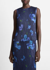 Poppy Blur Crushed Satin Shell in Shirts & Tees - MIDNIGHT | VINCE Sale