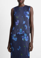 Poppy Blur Crushed Satin Shell in Shirts & Tees - MIDNIGHT | VINCE Sale