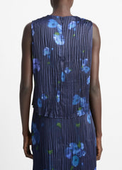 Poppy Blur Crushed Satin Shell in Shirts & Tees - MIDNIGHT | VINCE Sale