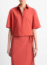 Cotton Short-Sleeve Cropped Shirt in Shirts & Tees - BRICK ROSE | VINCE Sale