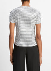 Checked Smocked T-Shirt in Shirts & Tees - BLACK COMBO | VINCE Sale