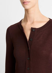 Wool Long-Sleeve Henley in Shirts & Tees - CHERRY NIGHT | VINCE Sale