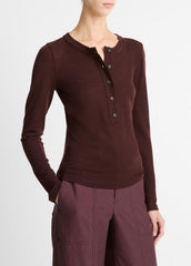 Wool Long-Sleeve Henley in Shirts & Tees - CHERRY NIGHT | VINCE Sale