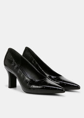 Diane Croc-Embossed Leather Pump in Shoes - BLACK | VINCE Sale