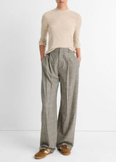 Wool Three-Quarter-Sleeve Mock-Neck Top in Shirts & Tees - LIGHT HEATHER ECRU | VINCE Sale