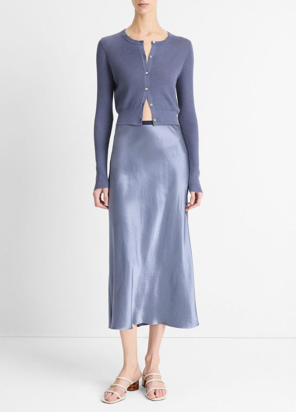 Contrast-Waistband Satin Bias Skirt in Dresses & Skirts - MAUVE THISTLE | VINCE Sale
