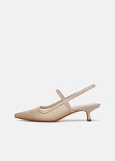 Venice Leather and Mesh Slingback Kitten Heel in Shoes - BIRCH SAND | VINCE Sale