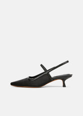 Venice Leather and Mesh Slingback Kitten Heel in Shoes - BLACK | VINCE Sale