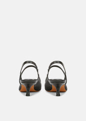 Venice Leather and Mesh Slingback Kitten Heel in Shoes - BLACK | VINCE Sale