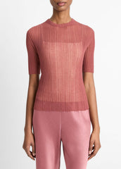 Italian Cotton-Blend Double-Layer Top in Sweaters - ROSE JAM/SABBIA | VINCE Sale