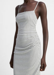 Checked Smocked Tank Dress in Dresses & Skirts - BLACK COMBO | VINCE Sale