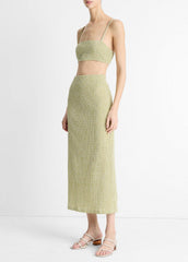 Checked Smocked Midi Skirt in Dresses & Skirts - HERBARIA COMBO | VINCE Sale