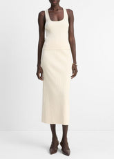Ribbed Cotton-Blend Midi Skirt in Dresses & Skirts - OAT SHELL | VINCE Sale