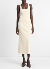 Ribbed Cotton-Blend Midi Skirt in Dresses & Skirts - OAT SHELL | VINCE Sale