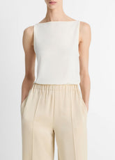 Matte Jersey Boat-Neck Tank in Shirts & Tees - IVORY | VINCE Sale