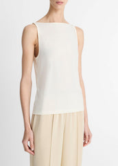 Matte Jersey Boat-Neck Tank in Shirts & Tees - IVORY | VINCE Sale