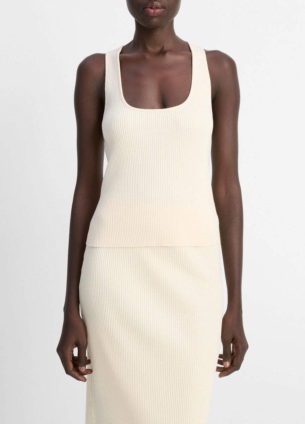 Ribbed Cotton-Blend Racerback Tank in Shirts & Tees - OAT SHELL | VINCE Sale