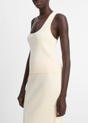 Ribbed Cotton-Blend Racerback Tank in Shirts & Tees - OAT SHELL | VINCE Sale