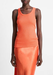 Ribbed Scoop-Neck Tank in Shirts & Tees - BURNT ORCHID | VINCE Sale