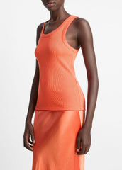 Ribbed Scoop-Neck Tank in Shirts & Tees - BURNT ORCHID | VINCE Sale